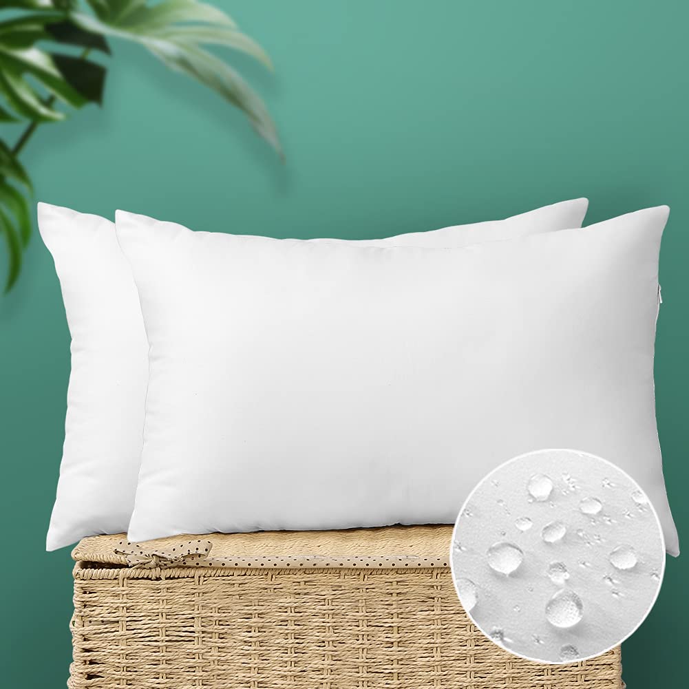 Otostar Outdoor Throw Pillow Inserts 16X24 Inch - Pack Of 2 Water Resistant Cushion Inner Pads For Patio Furniture Garden Coffee