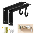 Closet Rod Bracket Heavy Duty Support 400 lbs Capacity (Black 2pack)