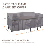 Outdoor Rectangle Table Cover 75 Inch Long Grey Rectangular Patio Furniture Cover Fit For Outdoor Table Set 5-6 Chairs Waterproof Windproof Ripproof Snowproof Outdoor Dining Set Cover 28'' Height