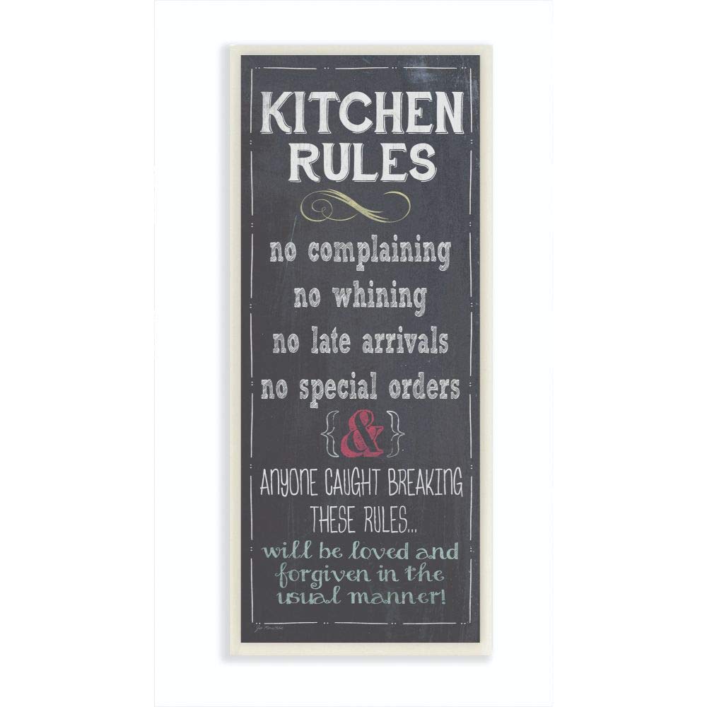 Stupell Home D  cor Kitchen Rules Chalkboard Look Kitchen Wall Plaque, 7 x 0.5 x 17, Proudly Made in USA