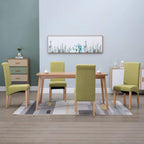 vidaXL Set of 4 Modern Dining Chairs in Green Fabric, Ergonomically Designed with Padded Seat and Backrest