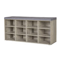 Dinzi Lvj Shoe Bench, 12 Cubbies Shoe Organizer For Entryway, Storage Bench With Cushion, Cubby Shoe Rack With Adjustable Shelves For Living Room, Bedroom, Mudroom, Hallway, Gray Wash