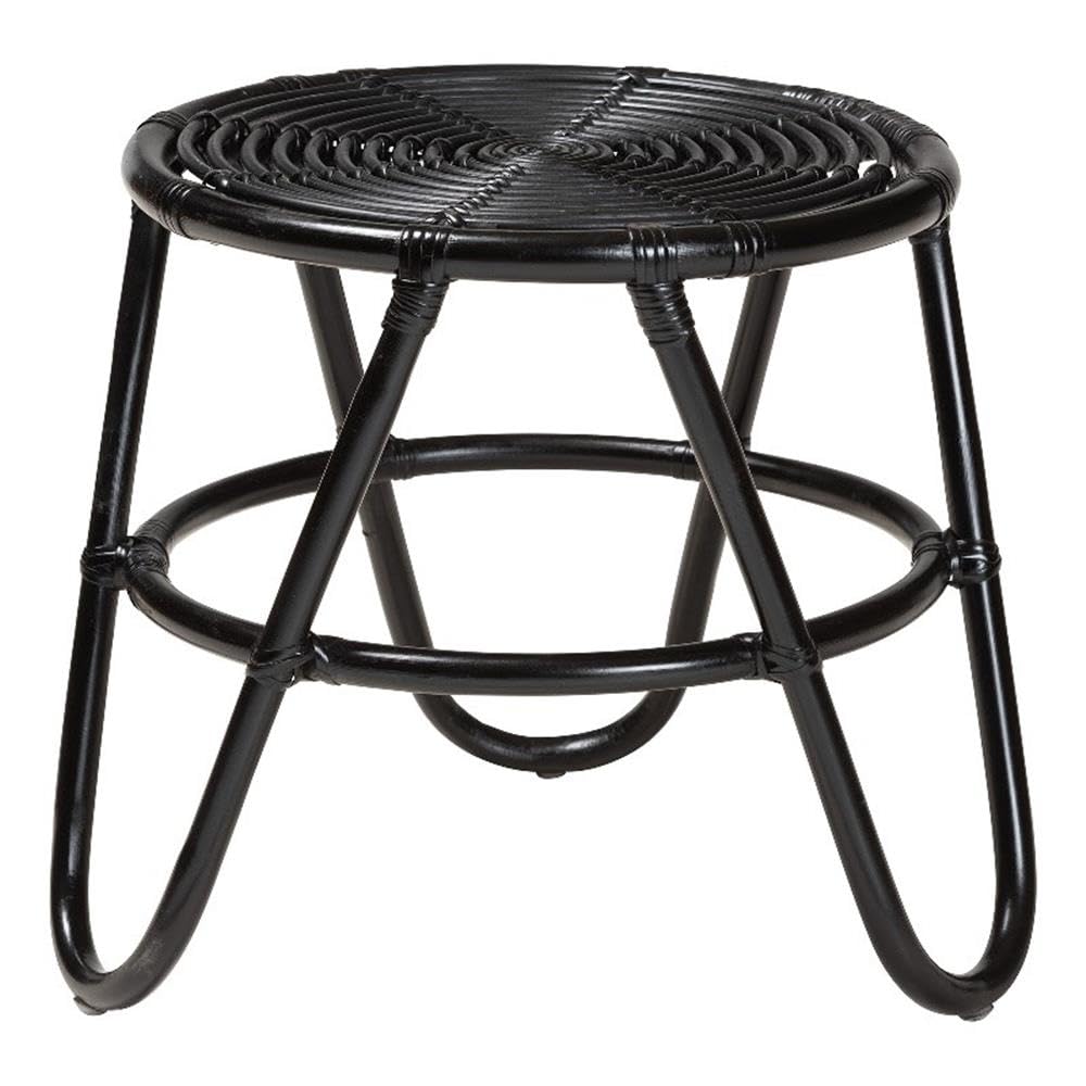 Baxton Studio Pertessa Modern Bohemian Black Finished Rattan End Table Black/Rattan
