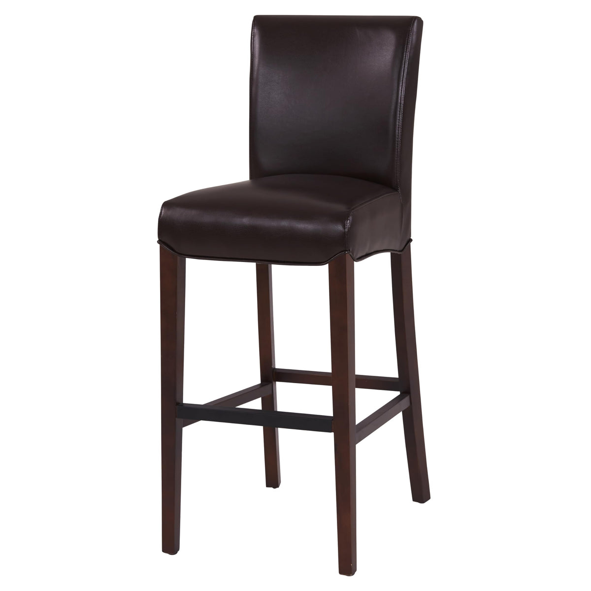 New Pacific Direct Milton Bonded Leather Bar Stool 29.5&quot;,Brown Legs,Coffee Bean Brown,Fully Assembled