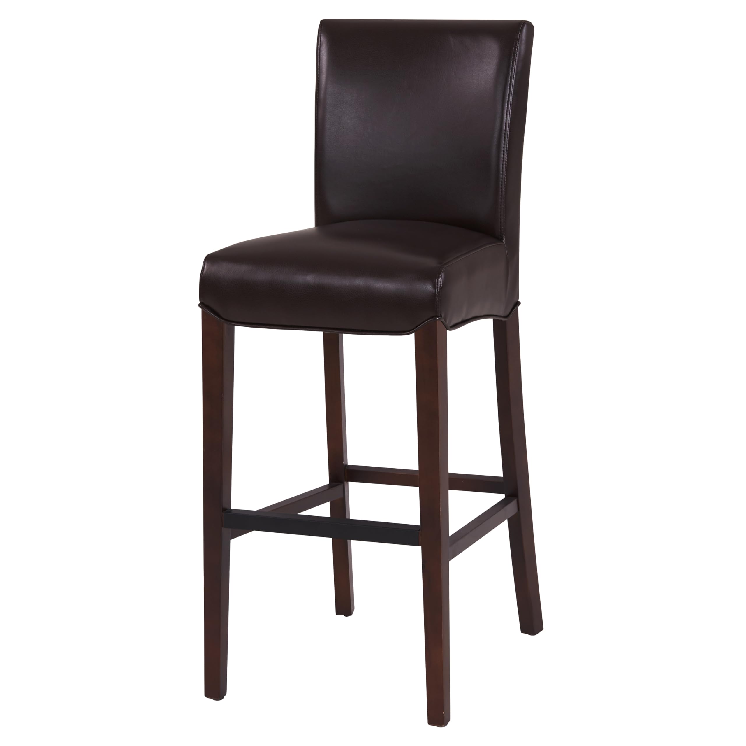 New Pacific Direct Milton Bonded Leather Bar Stool 29.5",Brown Legs,Coffee Bean Brown,Fully Assembled