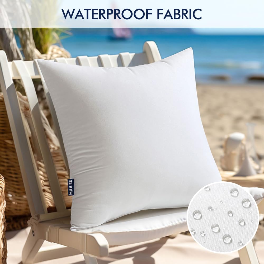 Miulee 18X18 Inch Outdoor Pillow Insert Waterproof Decorative Throw Pillow Insert, Square Garden Pillow Form For Patio Sofa Couch