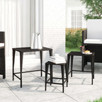 vidaXL Black Poly Rattan Nesting Tables - Weather-Resistant, Easy to Clean, Versatile for Indoor and Outdoor use, with Sturdy Steel Frames
