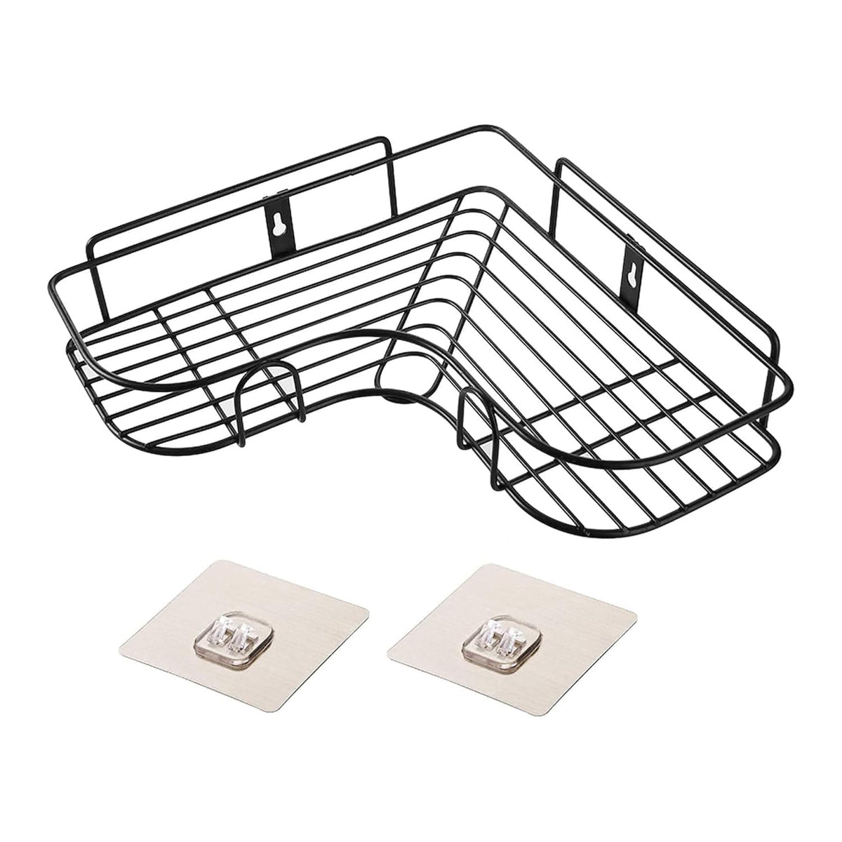 DMDENT Wall Mounted SelfAdhesive Bathroom Corner Shelf & Kitchen Rack & Holder  Bathroom Accessories (MaterialGI Metal, Powde