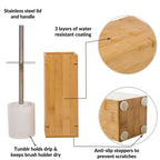Gobam Bamboo Toilet Bowl Cleaner With Holder For All Toilet Types - Hidden Stainless Steel Toilet Brush - Bathroom Cleaning Brus