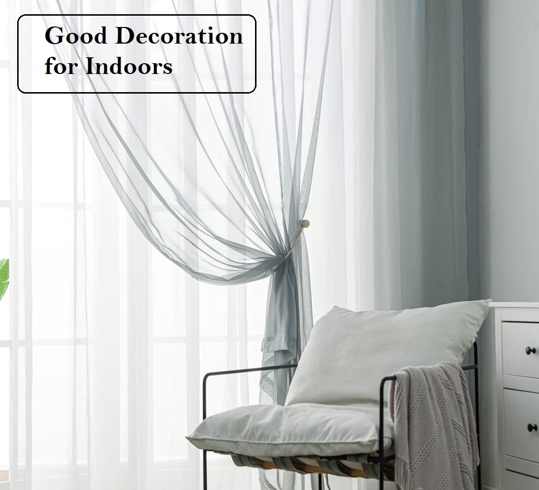 Pi Sheer Curtains 63 Inches Long,Soft Voile Window Treatment For Bedroom/Living Room Rod Pocket 2 Panels (Blue Haze,W52Xl63)