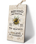 YZEXEZY Bee Decor-Bee Kind Sign 12x6 Hive Rules Plaque Inspirational Bee Quotes Decoration for Home Classroom Bathroom Bar Chris
