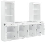 Crosley Furniture Stanton 2-Piece Wine, Liquor, Coffee Bar Cabinet Set with Sideboard and Storage Shelves, White