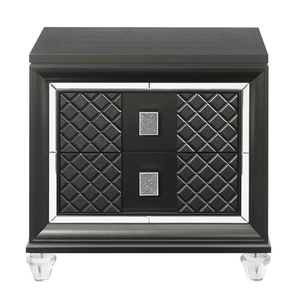 Acme Sawyer 2-Drawer Wooden Nightstand In Metallic Gray