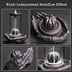 Haiswonsa Pumpkin Incense Burner Holder - Backflow Waterfall Cone Incense Holder, Led Ceramic Unique Claw Incense Burner With 15