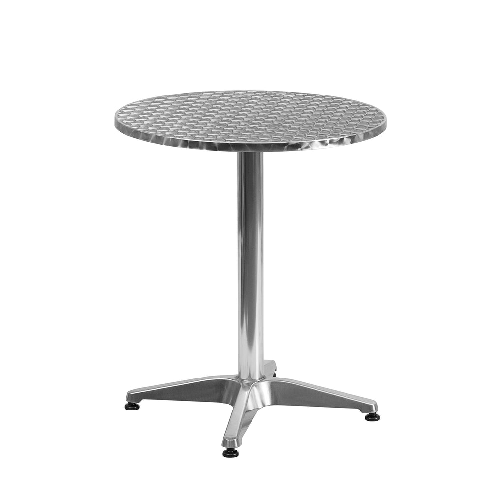 Flash Furniture Lila 23.5'' Round Aluminum Indoor-Outdoor Table Set with 4 Beige Rattan Chairs