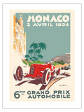 6th Monaco Grand Prix 1934 - Formula One - Vintage Car Racing Poster by G  o Ham (Georges Hamel) - Fine Art Matte Paper Print (U