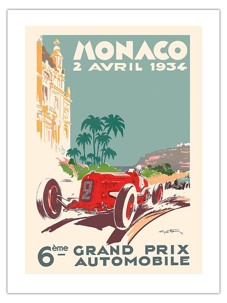 6th Monaco Grand Prix 1934 - Formula One - Vintage Car Racing Poster by G  o Ham (Georges Hamel) - Fine Art Matte Paper Print (U