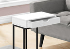 Monarch Specialties I 3770 Accent Table, C-Shaped, End, Side, Snack, Storage Drawer, Living Room, Bedroom, Metal, Laminate, White, Black, Contemporary, Modern