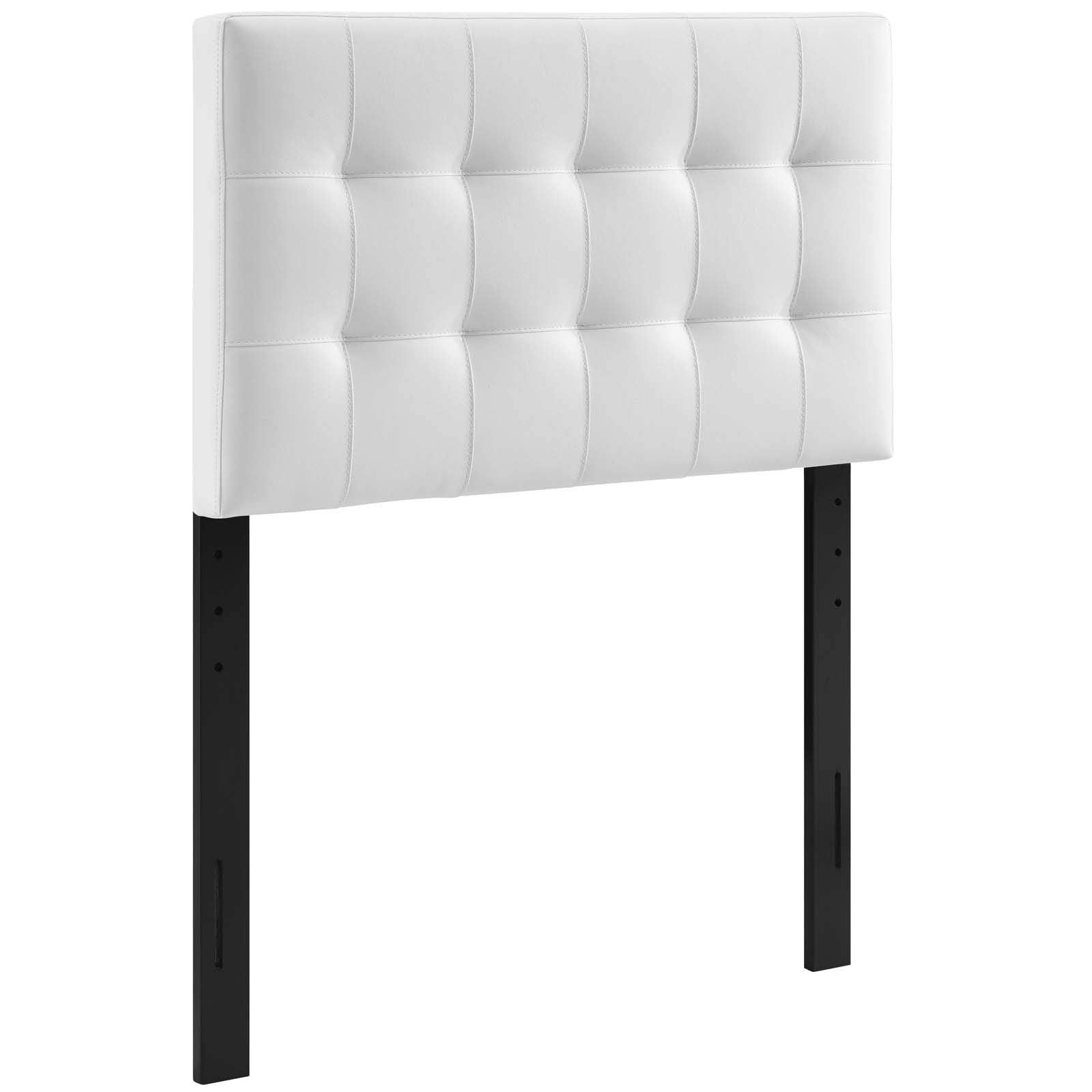 Modway Lily Twin Headboard - White Tufted Faux Leather Upholstered Bed Frame