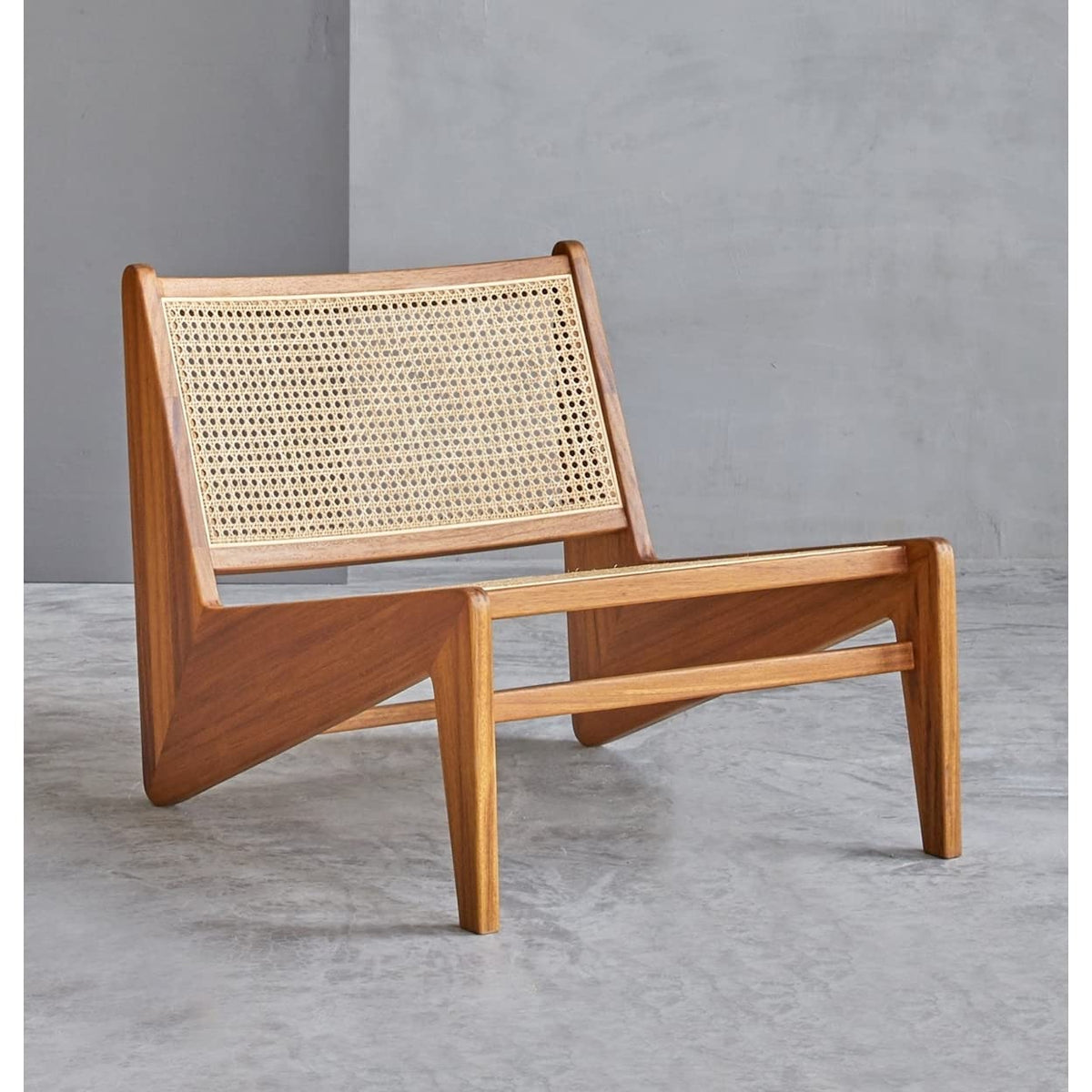 Amandine Lounge Chair - Wood & Natural Rattan Walnut