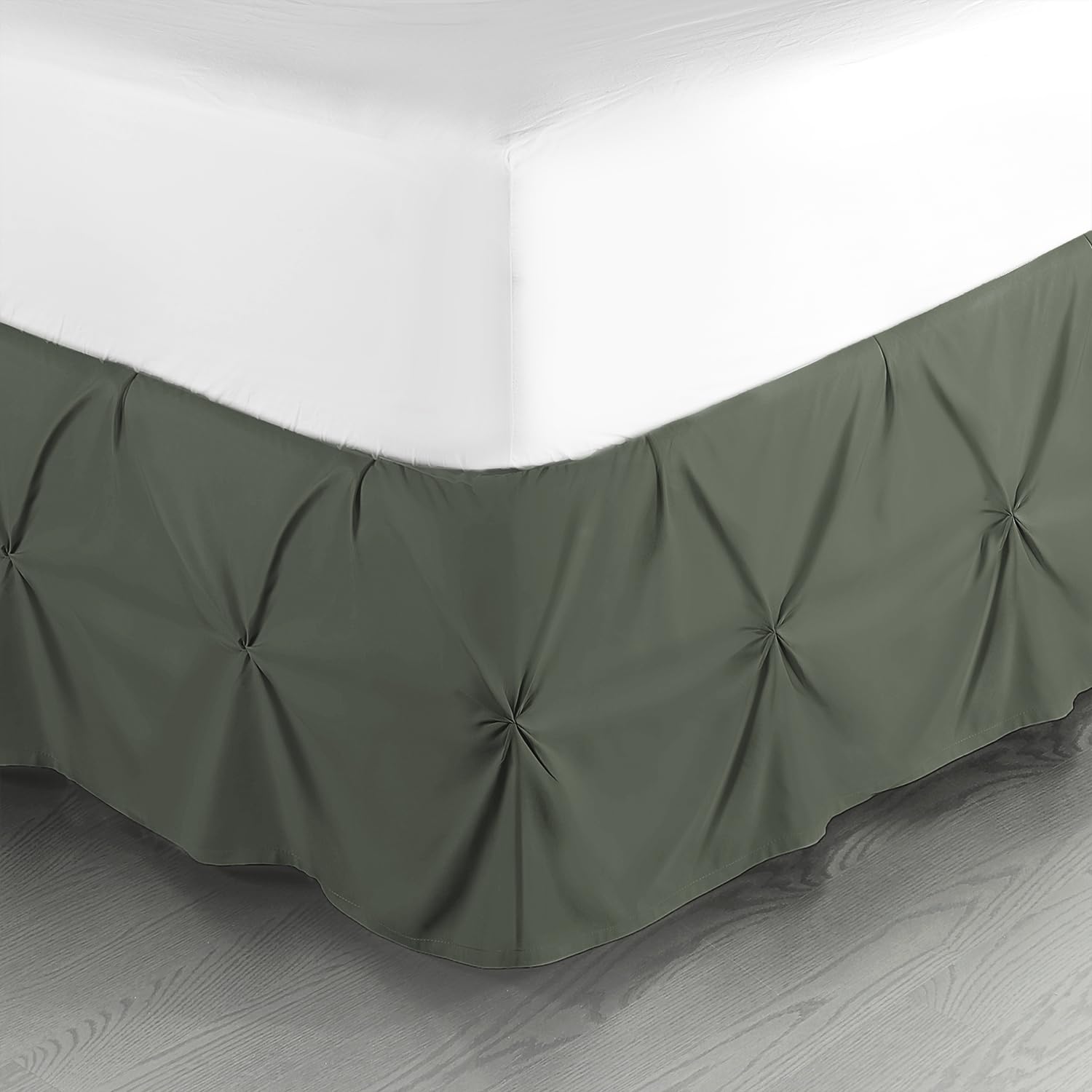 Nestl Olive Green Bed Skirt Cal King Size, Pinch Pleat Cal King Bed Skirt, 14' Inch Drop Cal King Bedskirt Hotel Quality Bed Skirts Microfiber Bedskirt For Cal King Bed, Olive Green Cal King Bed Skirt