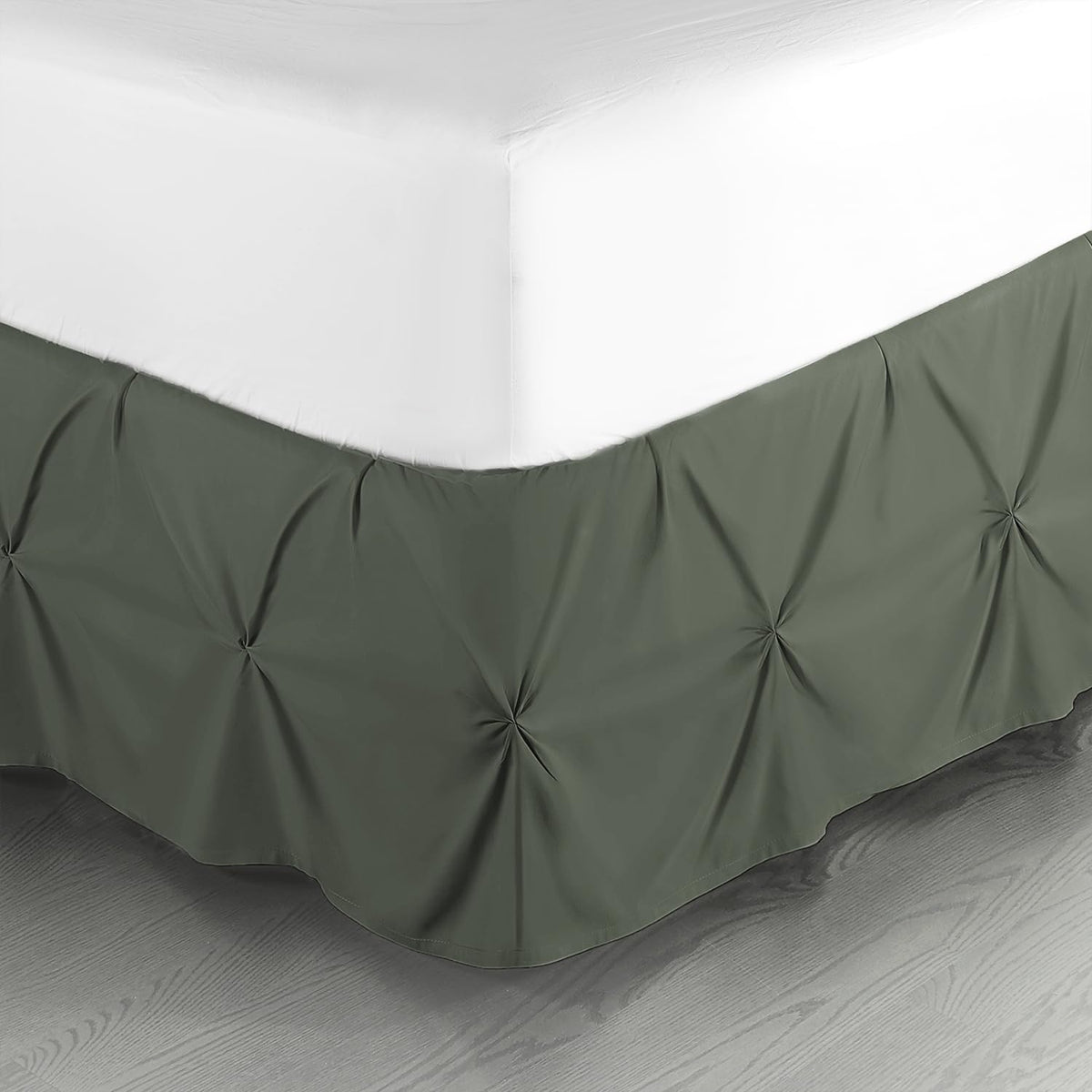 Nestl Olive Green Bed Skirt Queen Size, Pinch Pleat Queen Bed Skirt, 14' Inch Drop Queen Bedskirt, Hotel Quality Olive Green Be