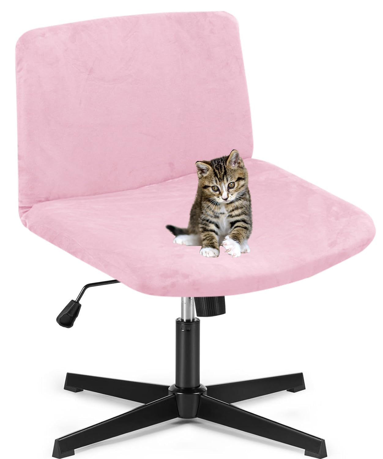 Deisy Dee Velvet Cross Legged Office Chair Covers - Upgrade Your Armless Wide Seat Computer Task Chair with Soft and Vibrant Vel