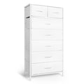 Mifuro Tall Dresser for Bedroom, Vertical Storage Organizer Tower with 7 Drawers, Chest of Drawers with Fabric Bins, Steel Frame