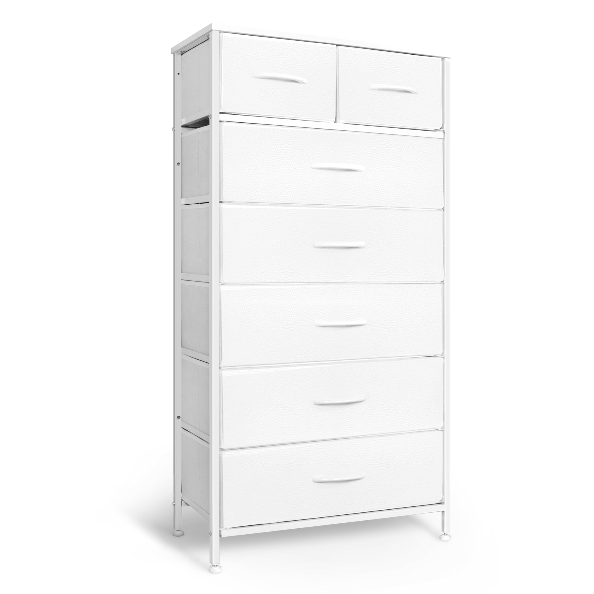 Mifuro Tall Dresser for Bedroom, Vertical Storage Organizer Tower with 7 Drawers, Chest of Drawers with Fabric Bins, Steel Frame