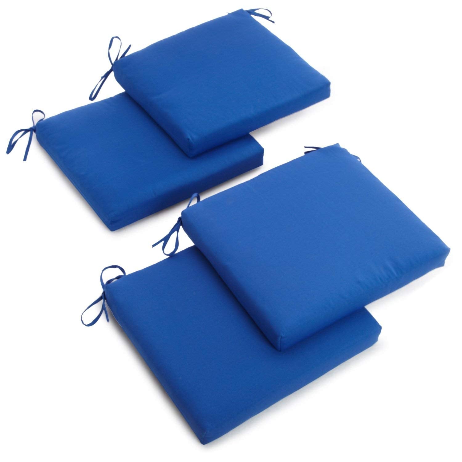 Blazing Needles, L.P. Indoor Twill Chair Cushion, 4 Count (Pack Of 1), Royal Blue