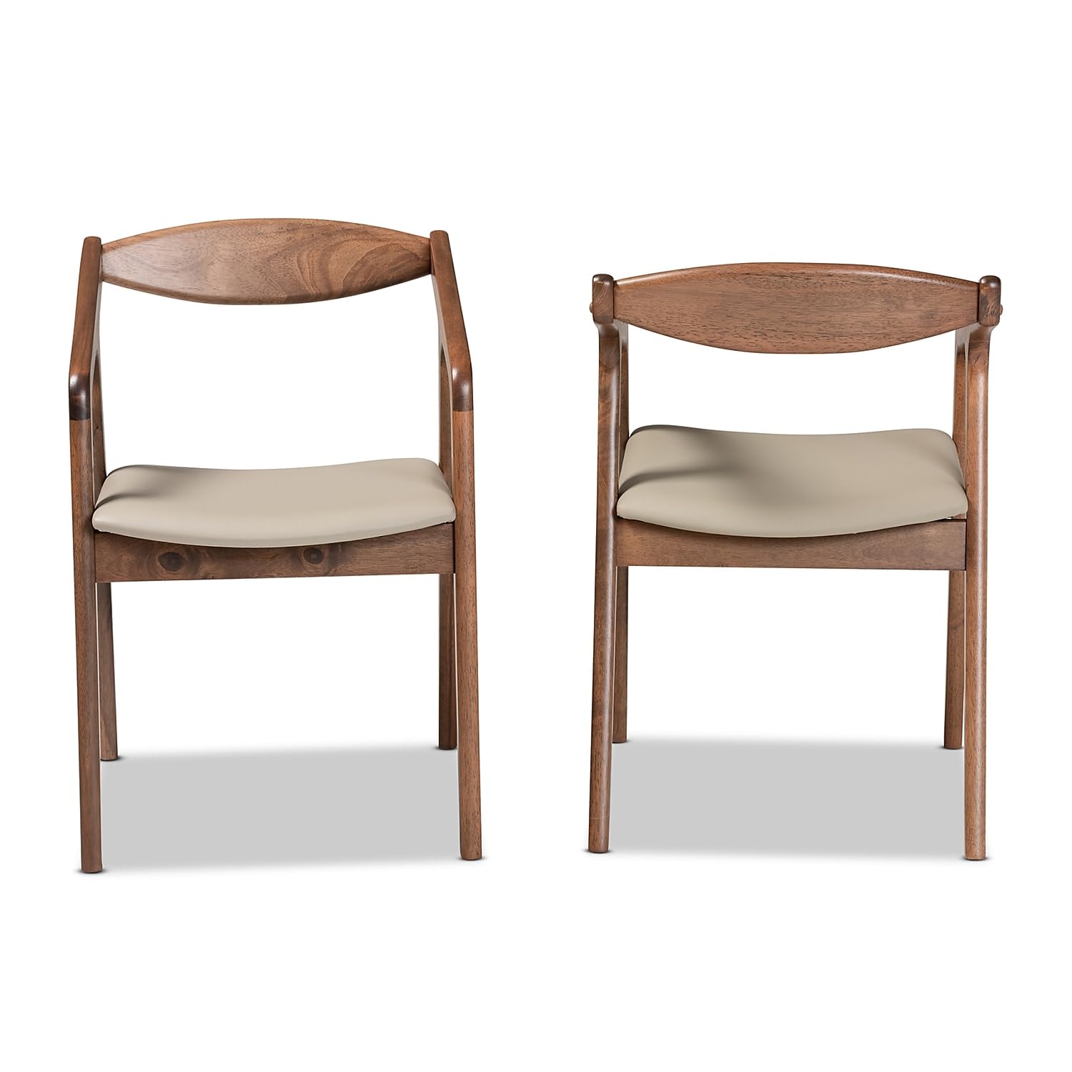 Baxton Studio Grey Faux Leather Wood Dining Chair Set - Thumbnail 2