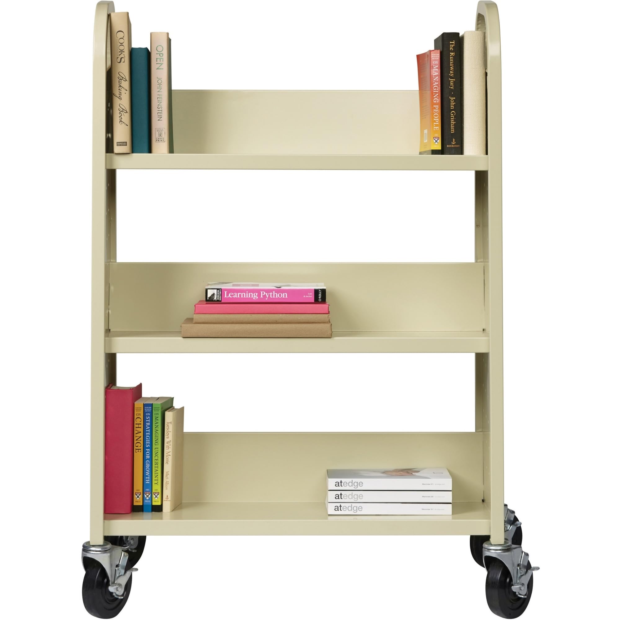 Lorell Single-Sided Book Cart, Putty