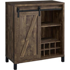 Coaster Furniture Sliding Door Rustic Oak Bar Cabinet 35.5" W x 15.5" D x 41.75" H 182852