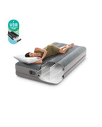 Intex 64112E Dura-Beam Standard Prestige Air Mattress: Fiber-Tech - Twin Size - Built-In Usb Electric Pump - 12In Bed Height - 3