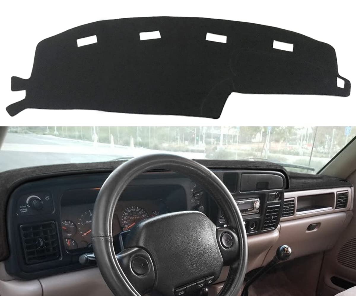 Yiz Dashboard Cover Dash Cover Mat Pad Custom Fit For Dodge Ram 1500 2500 3500 1994 1995 1996 1997 (Ram 94-97, Black) J23