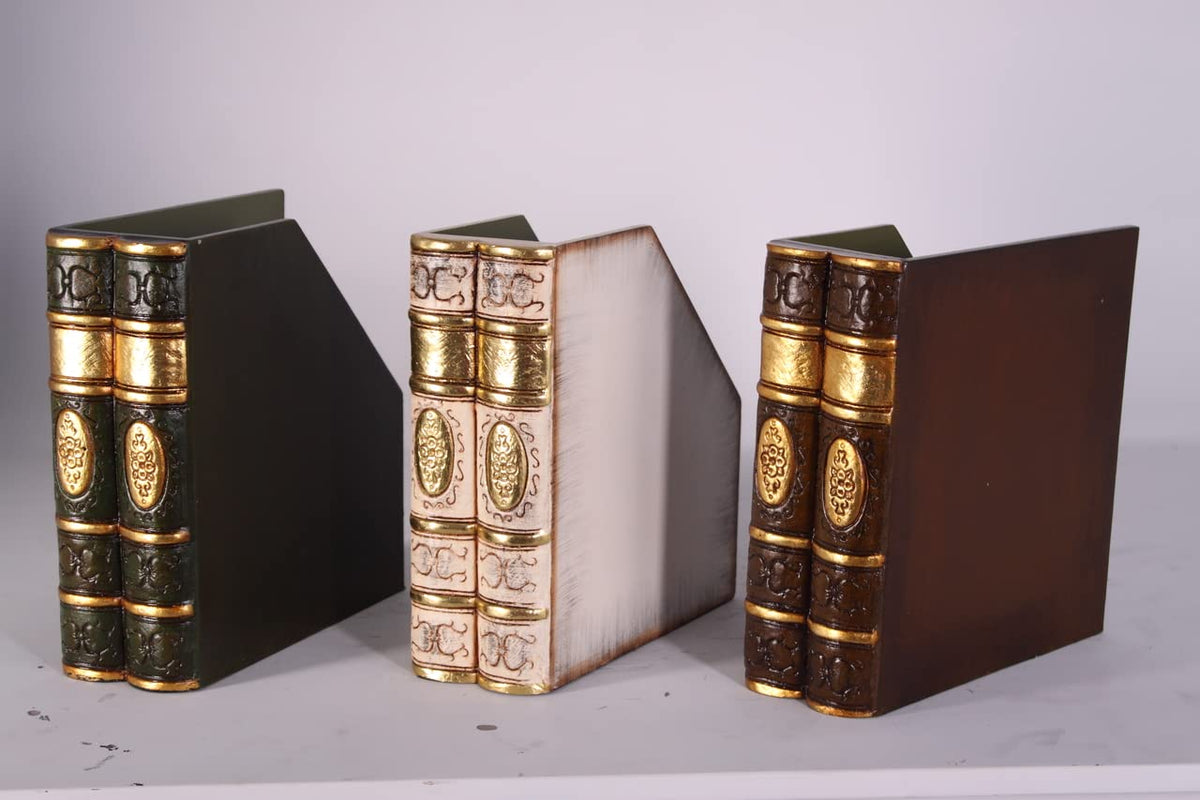 Leather Book Files Set of 3 Novelty Library Office Decor