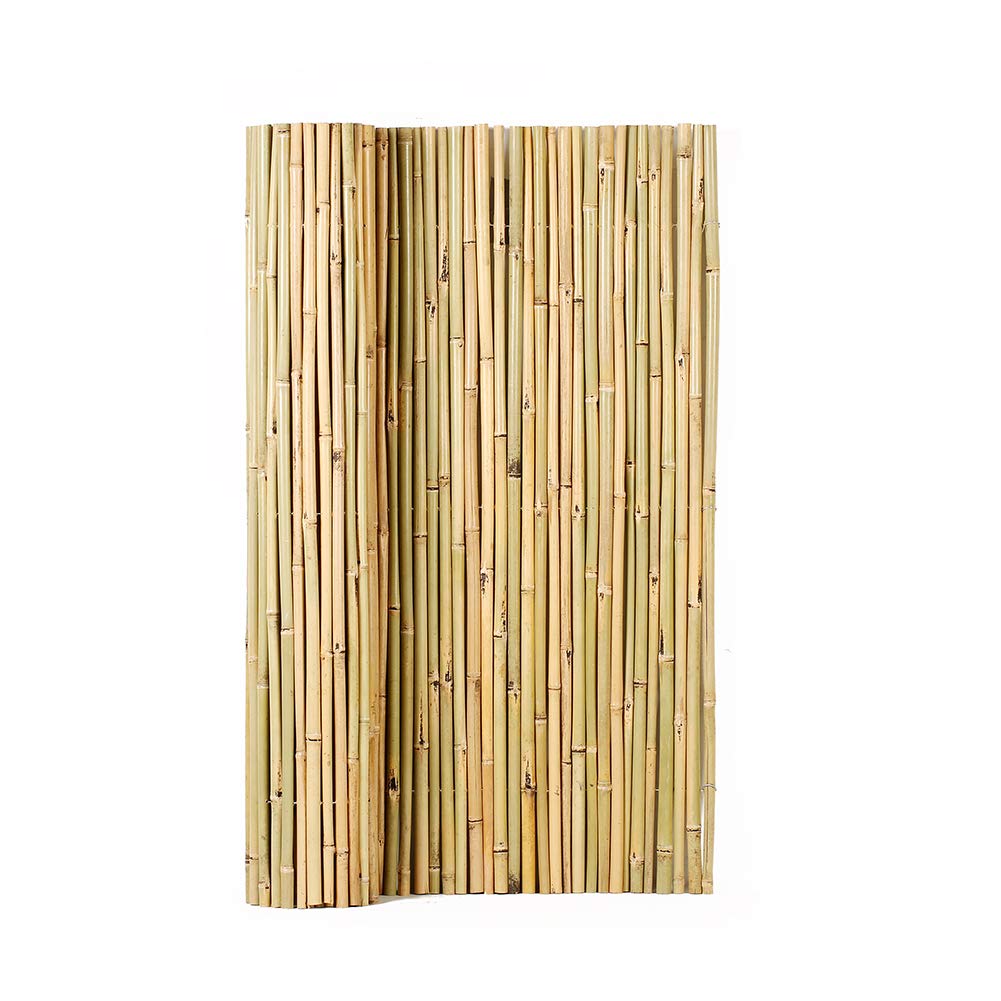 Mininfa Natural Rolled Bamboo Fence, Eco-Friendly Bamboo Fencing, 0.7 In D X 4 Feet High X 6 Feet Long, Bamboo Screen For Garden