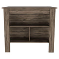 Kitchen Island, Kitchen Table 35" H, 4 Legs, 3 Open Storage Shelves, Dark Brown