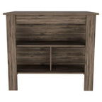 Kitchen Island, Kitchen Table 35" H, 4 Legs, 3 Open Storage Shelves, Dark Brown