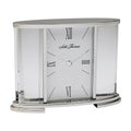 Seth Thomas Desire Highly Polished Silver Tone Metal and Glass Case with White Dial Carriage Mantel Clock