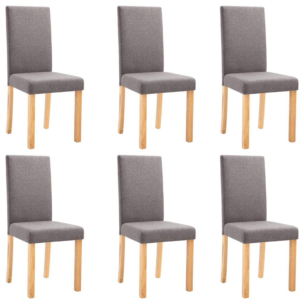 vidaXL Elegant Taupe Fabric Dining Chairs with Solid Rubberwood Legs - Comfortable Seating Experience - Set of 6 - Easy to Assemble