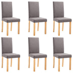 vidaXL Elegant Taupe Fabric Dining Chairs with Solid Rubberwood Legs - Comfortable Seating Experience - Set of 6 - Easy to Assemble