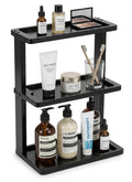 PEKER Bamboo Bathroom Organizer Countertop  Vanity Storage Shelf for Makeup, Perfume, Skincare  Natural Cosmetics Display Rack