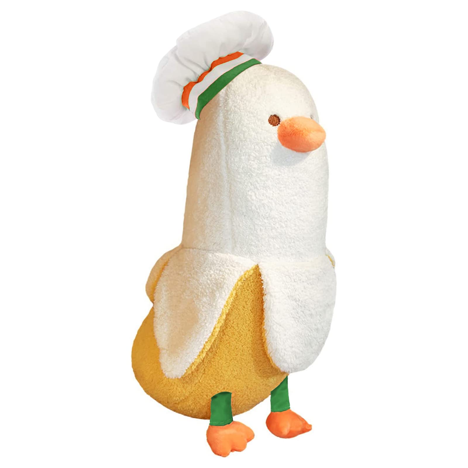 Peach Cat Cute Banana Duck Stuffed Animal Long Banana Chef Duck Plush Pillow For Girls And Boys White 27.5'