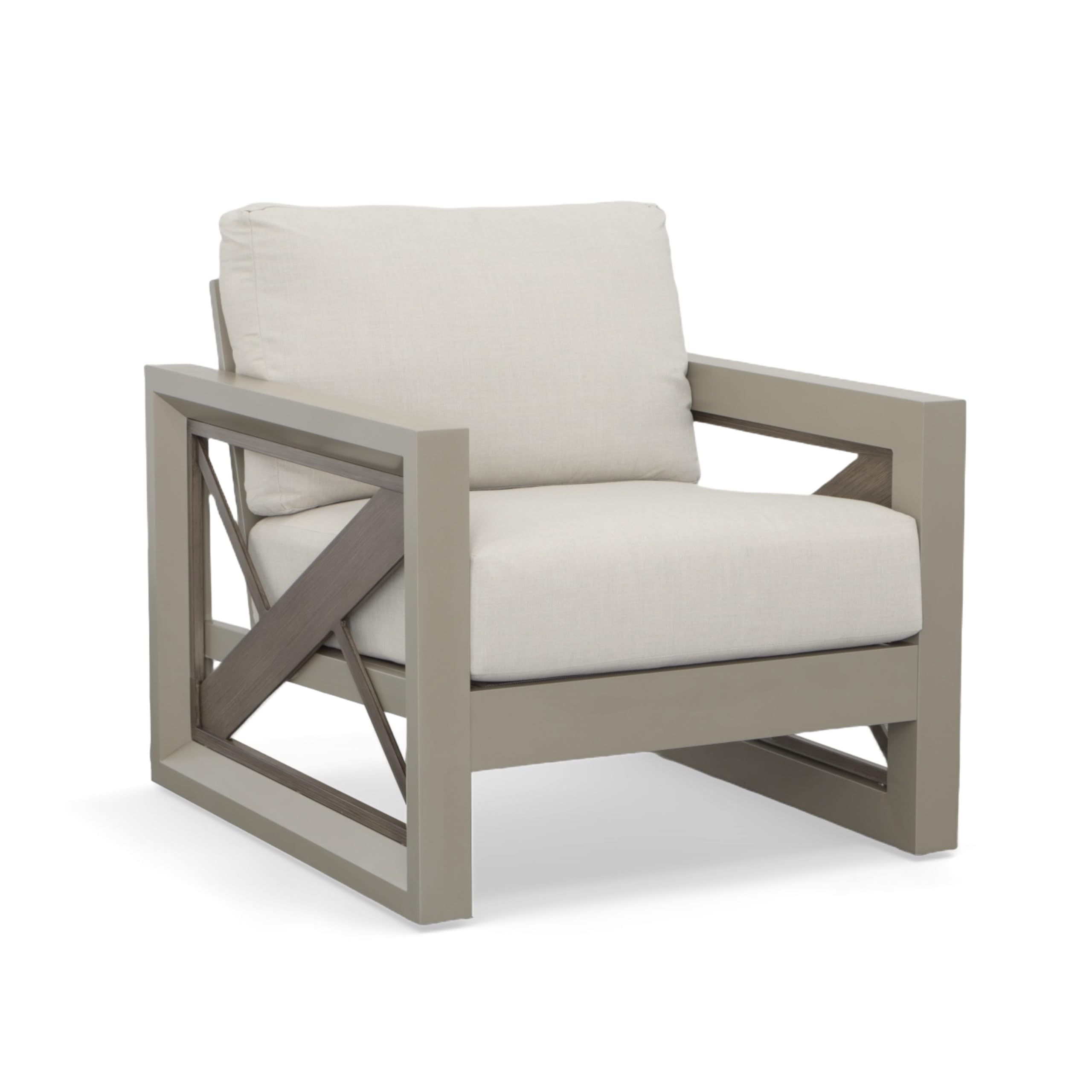 Addison Grace Home Decor Outdoor Arm, Rust-Resistant Aluminum Frame, UV-Treated Acrylic Fabric, Comfortable Seating, Contemporary Style Chair, Dining Table, Cherry