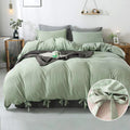 annadaif Duvet Cover Queen Size Sage Green, 3 Pieces Soft Washed Microfiber Duvet Cover Set, Comforter Cover with Bowknot Bow Ti