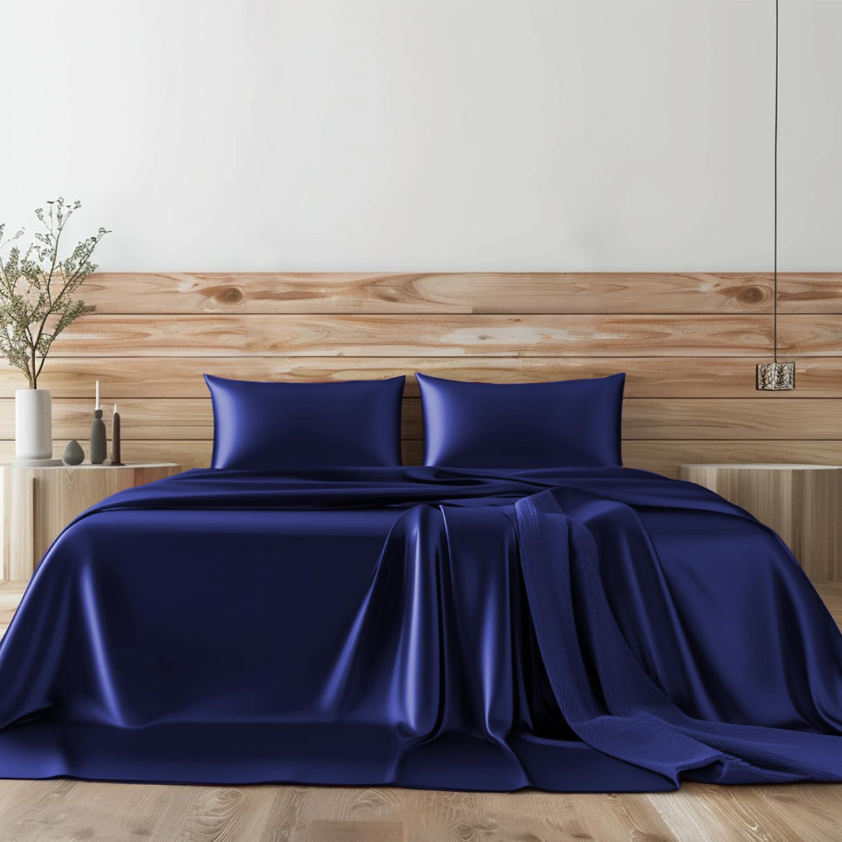 Candoury Satin Sheets Bed Set 6 Pcs, Queen Size Silky Bedding Set, Soft And Durable Pillowcase, Flat Sheet And Fitted Sheet, Hot