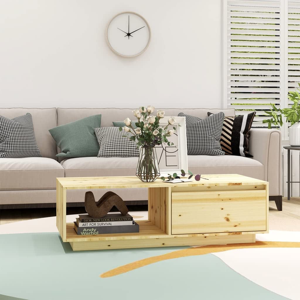 vidaXL Coffee Table 43.3"x19.7"x13.2" Solid Firwood