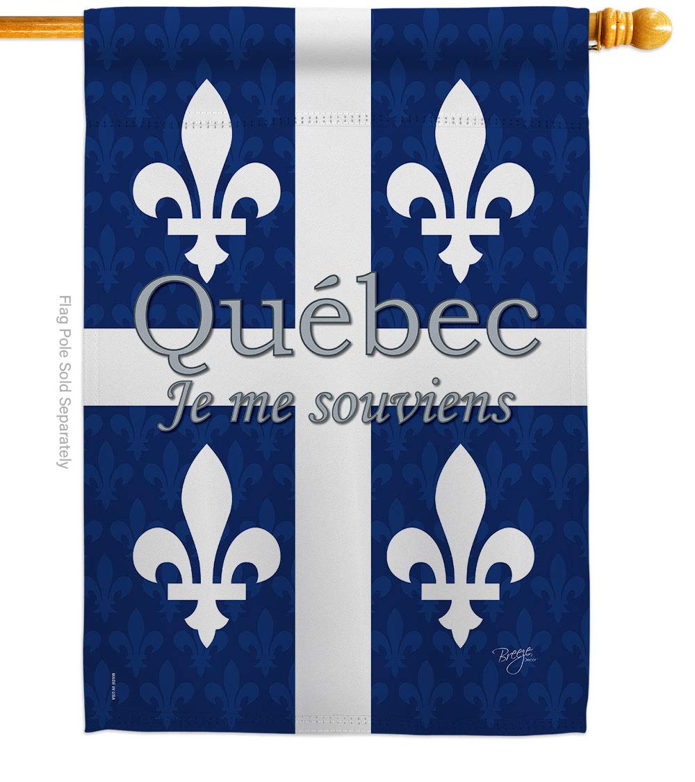 Breeze Decor - Quebec Flags Of The World - Everyday Canada Provinces Impressions Decorative Vertical House Flag 28' X 40' Prin