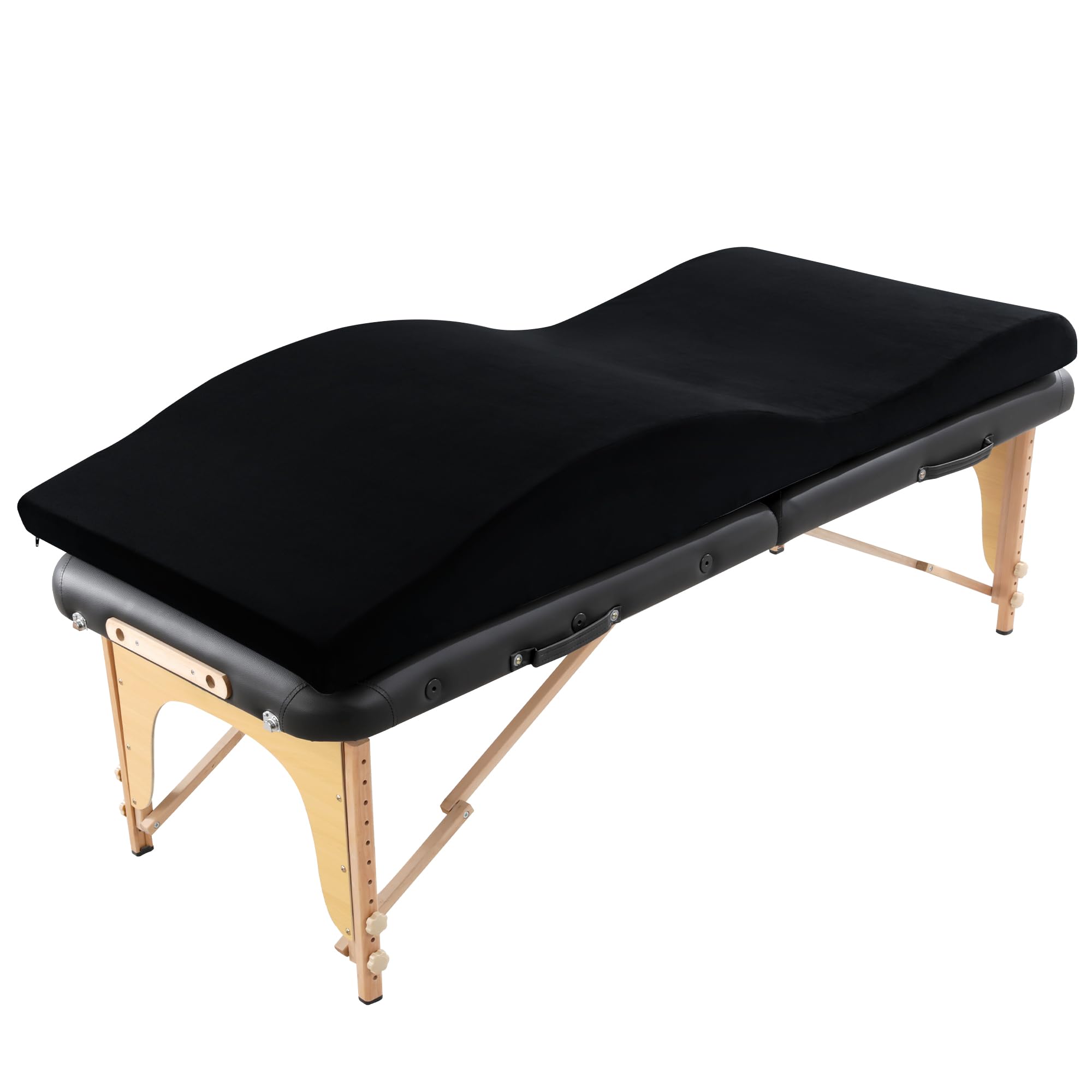 HOMBYS Ergonomic Curvy Foam Massage Bed Mattress Topper, Massage Table Mattress Topper with Removable Velvet Cover, Non-Slip Las